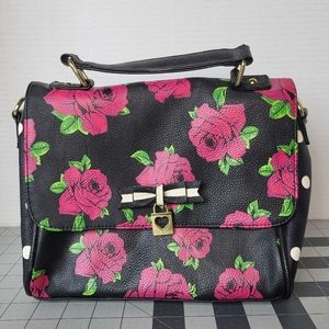 Betsey Johnson rose & polka dot crossbody bag